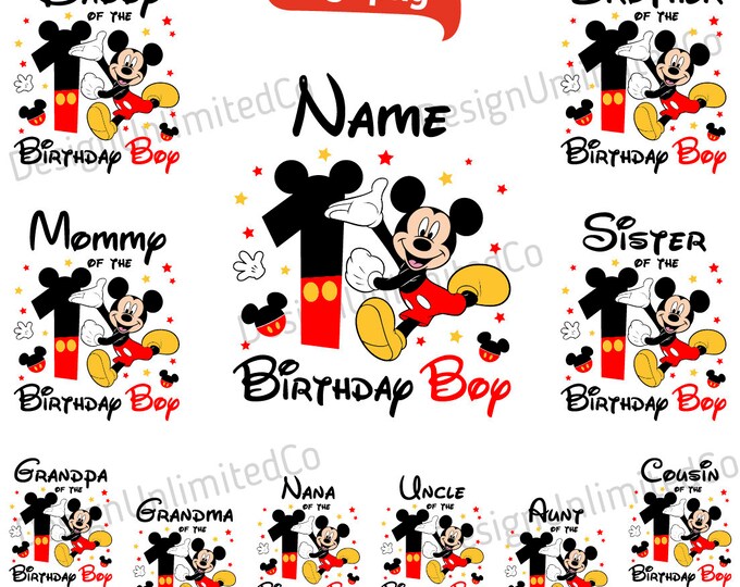 Printable Mickey 1st Birthday Digital File PNG JPEG - Etsy