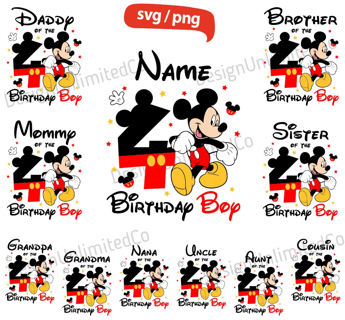 My 4th Birthday Boy Mouse Png Svg Bundle, Custumize Birthday Boy Svg, Mouse Birthday Svg, Birthday Family Mouse Svg, Fourth Birthday Svg