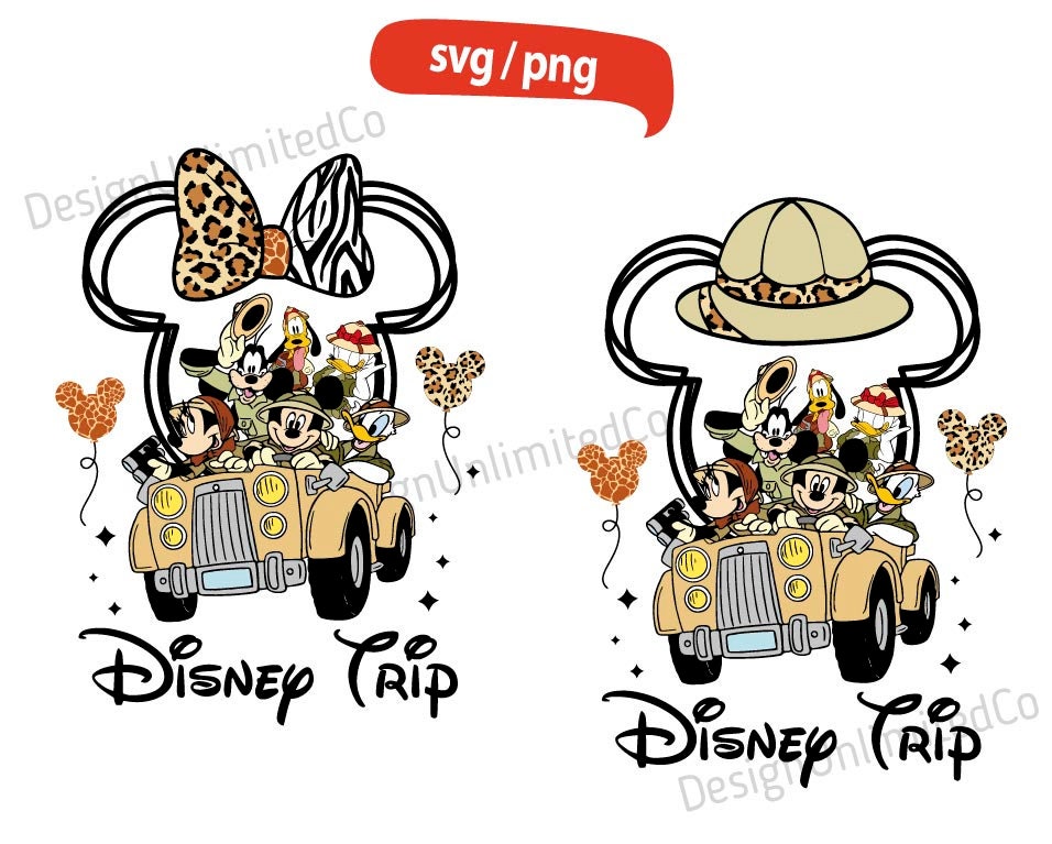 Mickey Mouse Minnie Mouse Safari Jeep Digital File Clipart PNG -   Portugal
