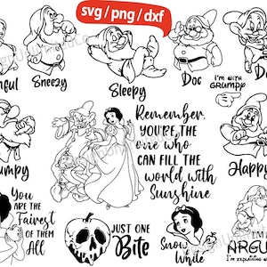 Dwarfs svg Bundle, Dwarfs svg, Dwarfs Design, Cartoon Characters svg, Seven Dwarfs Quotes SVG/PNG instant Download.