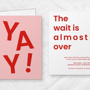 SAVE THE DATE Template | Double sided | Finally | Digital Download | Corjl | Bright + Quirky | Typography