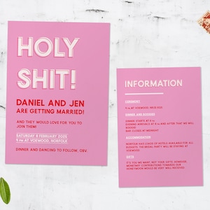 HOCHZEITSEINLADUNGSVORLAGE | Heilige Scheiße | Digitaler Download | Korjl | Bunt + Schrullig | Witzig