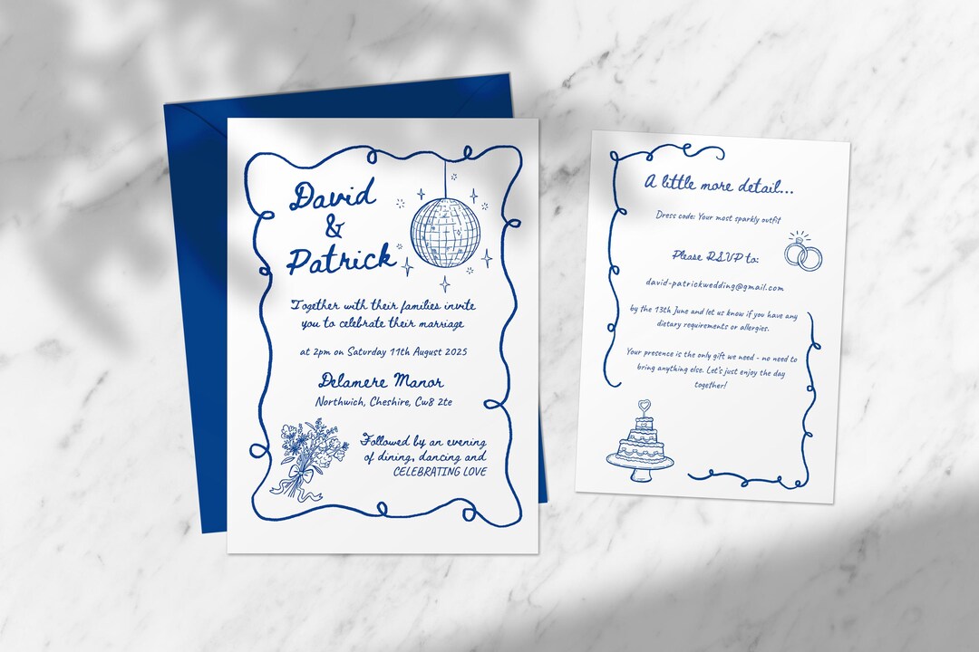 WEDDING INVITATION TEMPLATE | Hand Drawn Whimsical Sketch Illustration ...