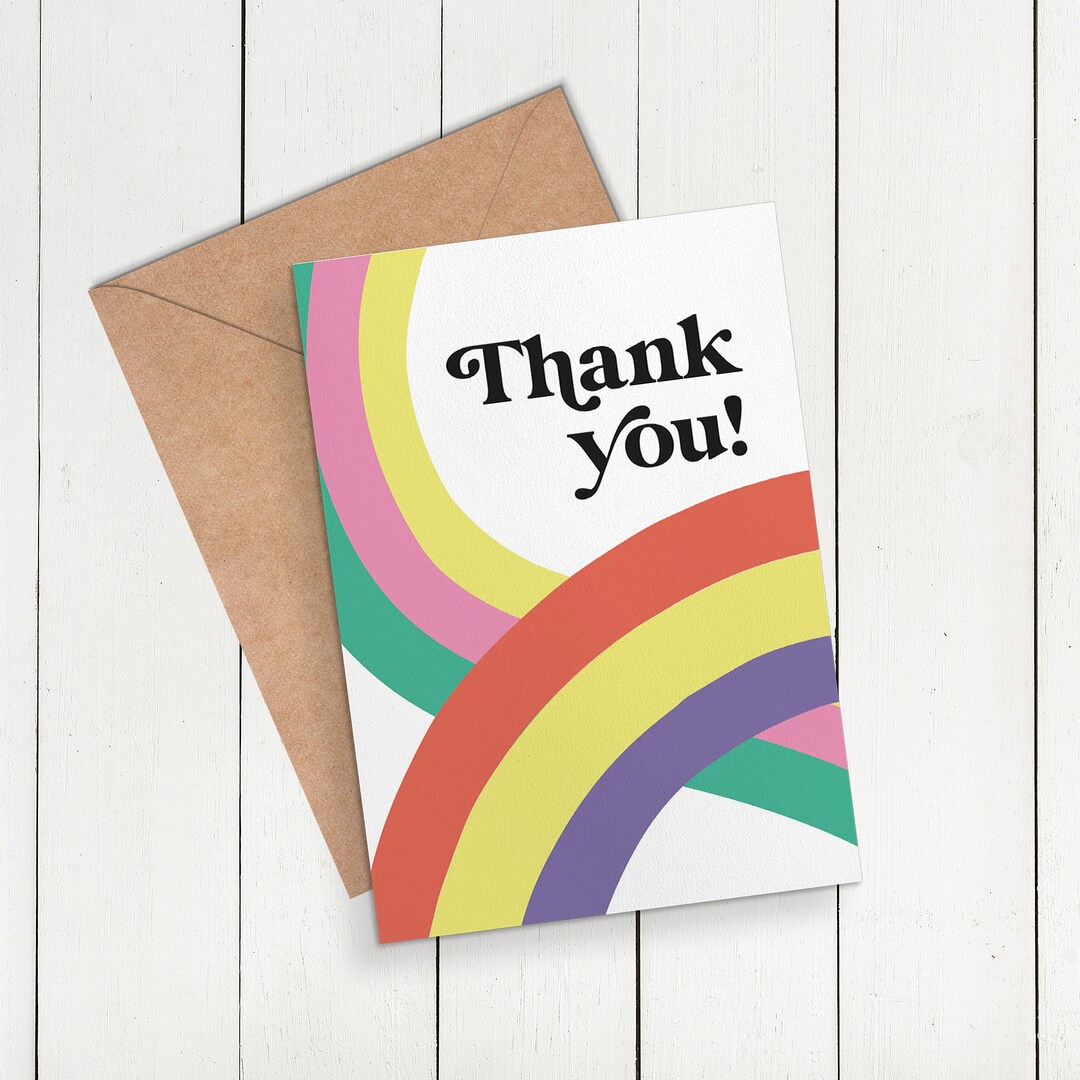 Rainbow Thank You Card: Bold Colourful Greeting Card Design LGBTQIA - Etsy