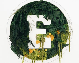 Letter - Circle Moss Wall Art - Real Preserved Moss ~ Real Preserved Ferns ~ 15"
