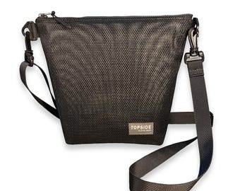 Grote mesh schoudertas voor strandopruiming - Tas met ritssluiting aan de bovenkant voor het verzamelen van schelpen, haaientanden, fossielen, strandopruiming en schatzoeken.