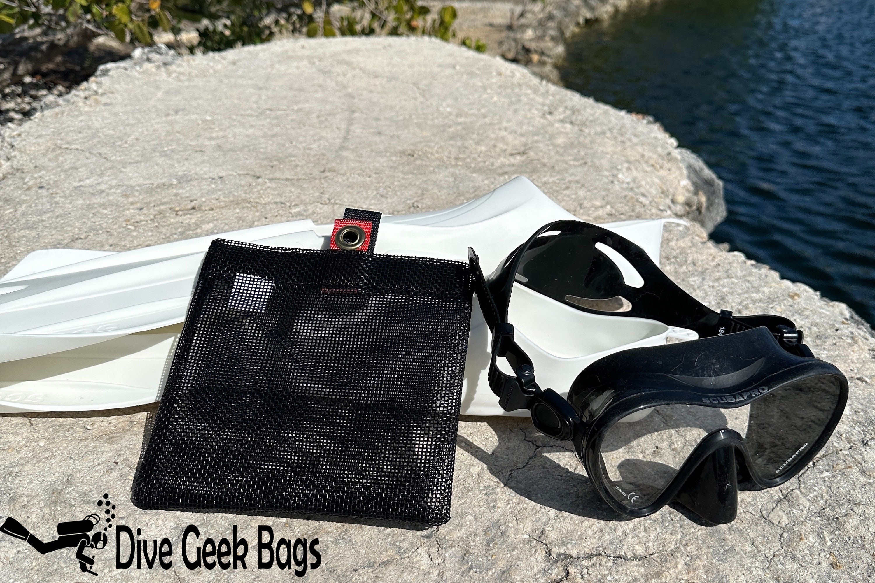 Small Dive Mesh Velcro Pouch W/ Grommet Etsy