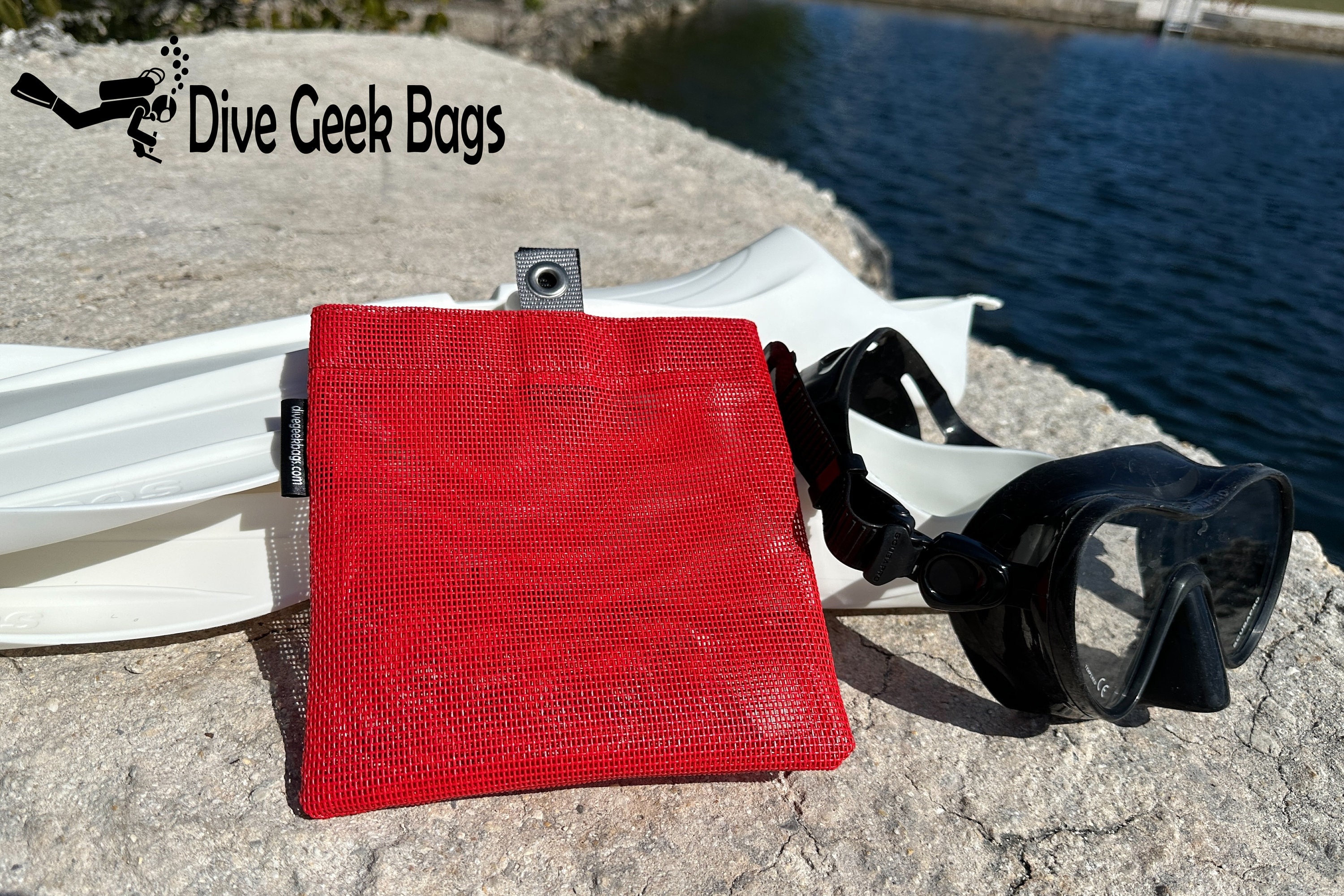Small Dive Mesh Velcro Pouch W/ Grommet Etsy