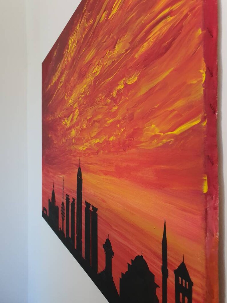 Sarajevo City Sunset Skyline Canvas Wall Art Etsy
