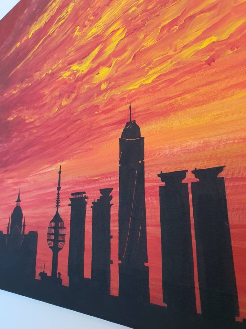 Sarajevo City Sunset Skyline Canvas Wall Art Etsy