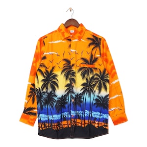 Vintage Y2K Hawaii Long Sleeve Crazy Pattern Shirt Size S