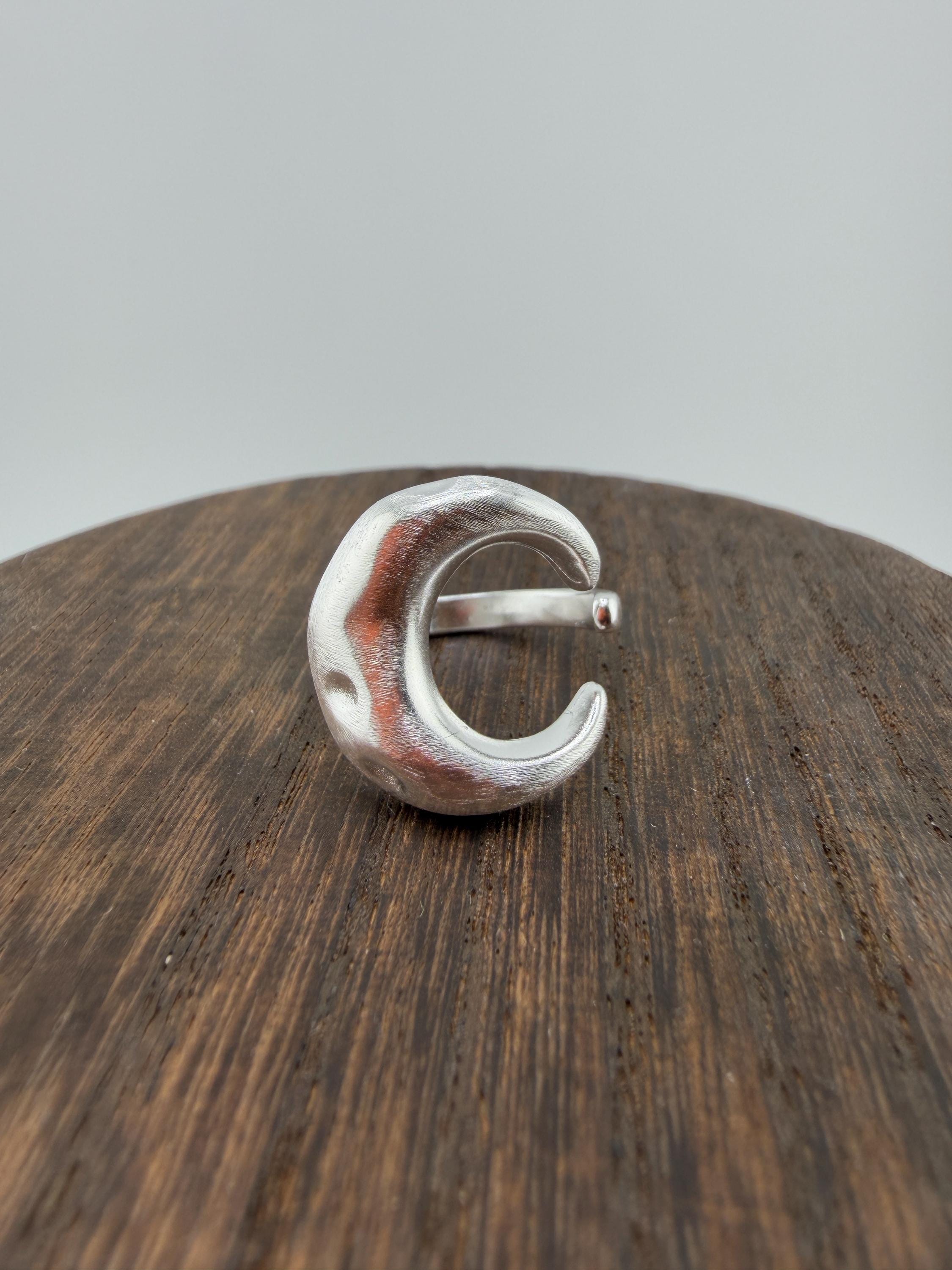 Sterling Silver 925 Adjustable Ring, Vintage Chunky Silver Ring, Organic Wave Statement Ring, image 4