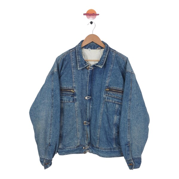 Vintage Denim Jeans Bomber Jacket Size  L