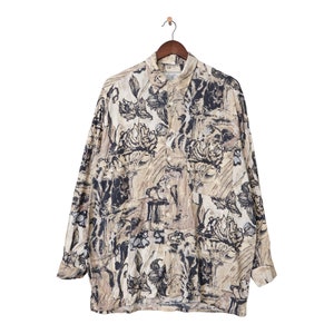 Vintage Long Sleeve Crazy Pattern Shirt Size L-XL Viscose