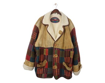 Seltene Vintage Navajo Azteken Lederjacke Größe XL