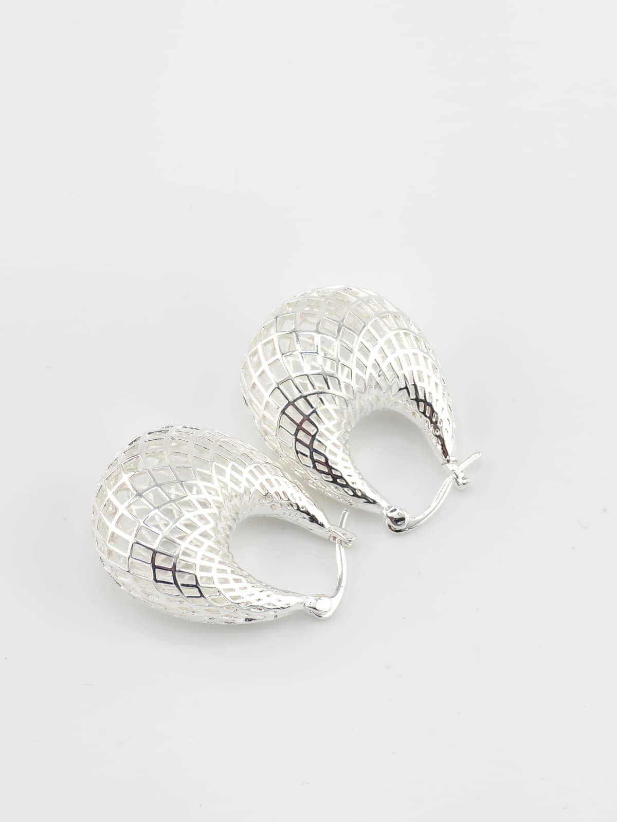 Large Sterling Silver Hoop Earrings 925 Statement Earrings Vintage Openwork Dome Hoops Bold Silver image 4