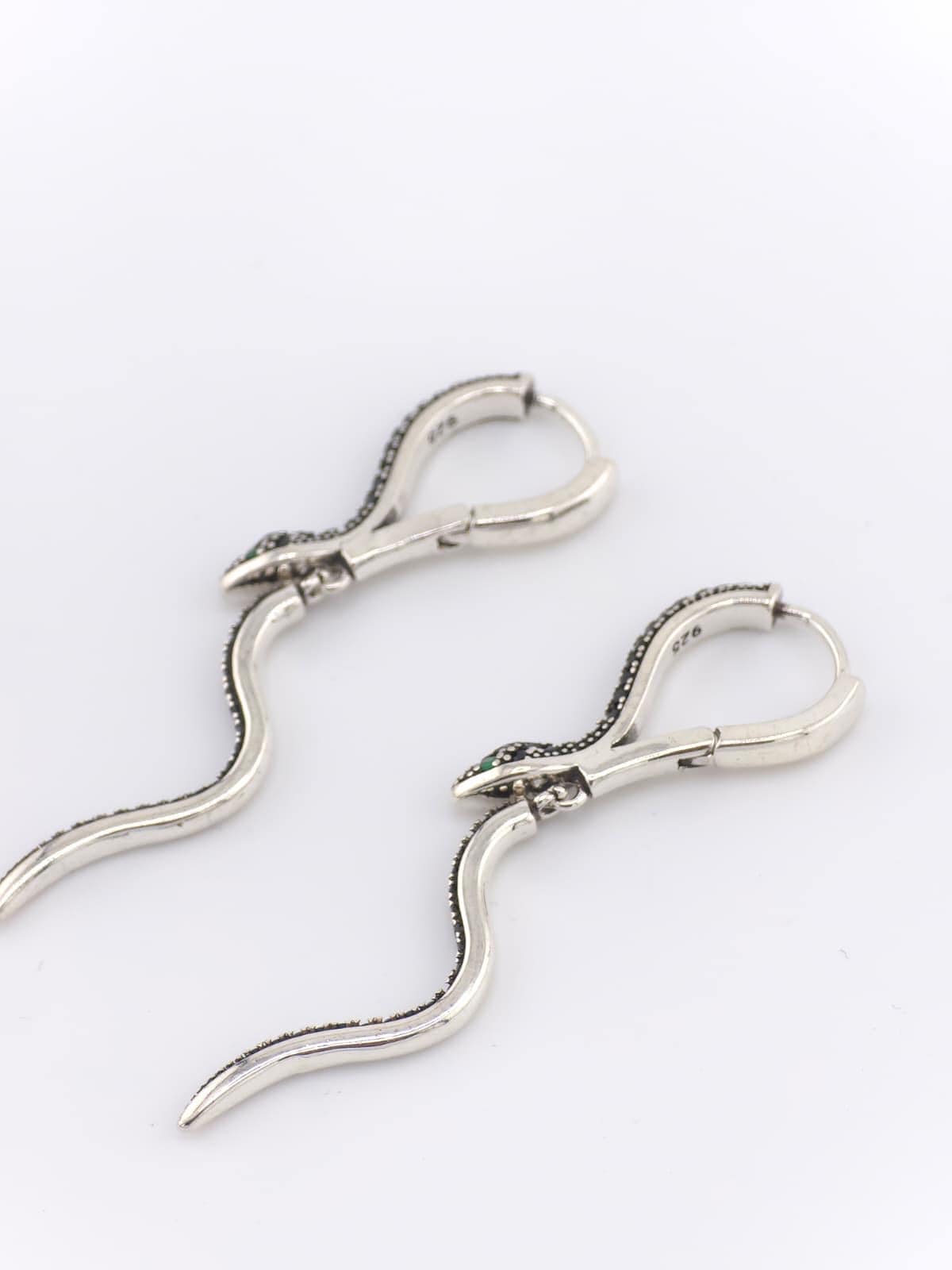 925 Sterling Silver Snake Earrings Vintage Serpent Dangle Earrings Gothic Jewelry Boho Statement image 6