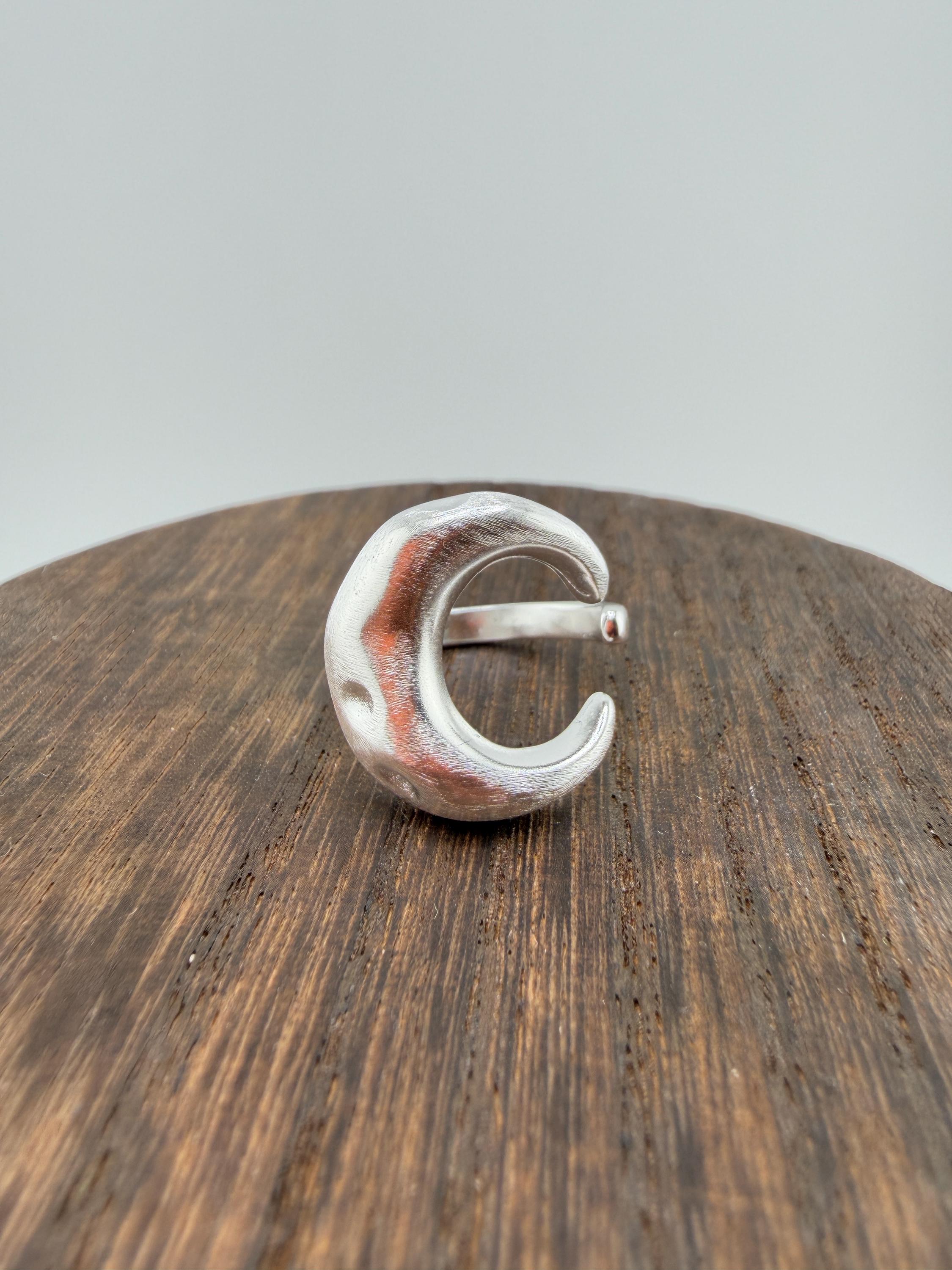 Sterling Silver 925 Adjustable Ring, Vintage Chunky Silver Ring, Organic Wave Statement Ring, image 6