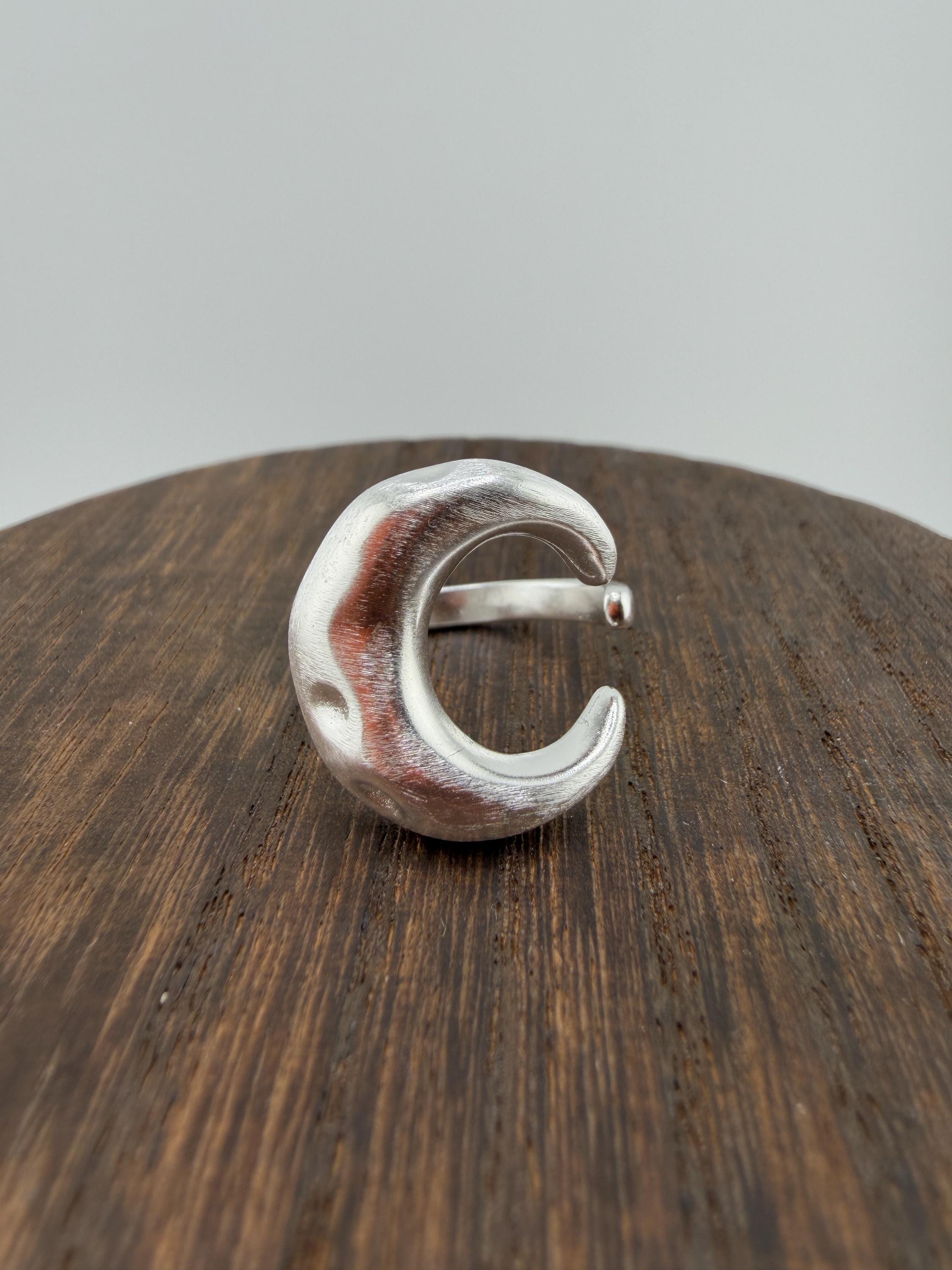 Sterling Silver 925 Adjustable Ring, Vintage Chunky Silver Ring, Organic Wave Statement Ring, image 2