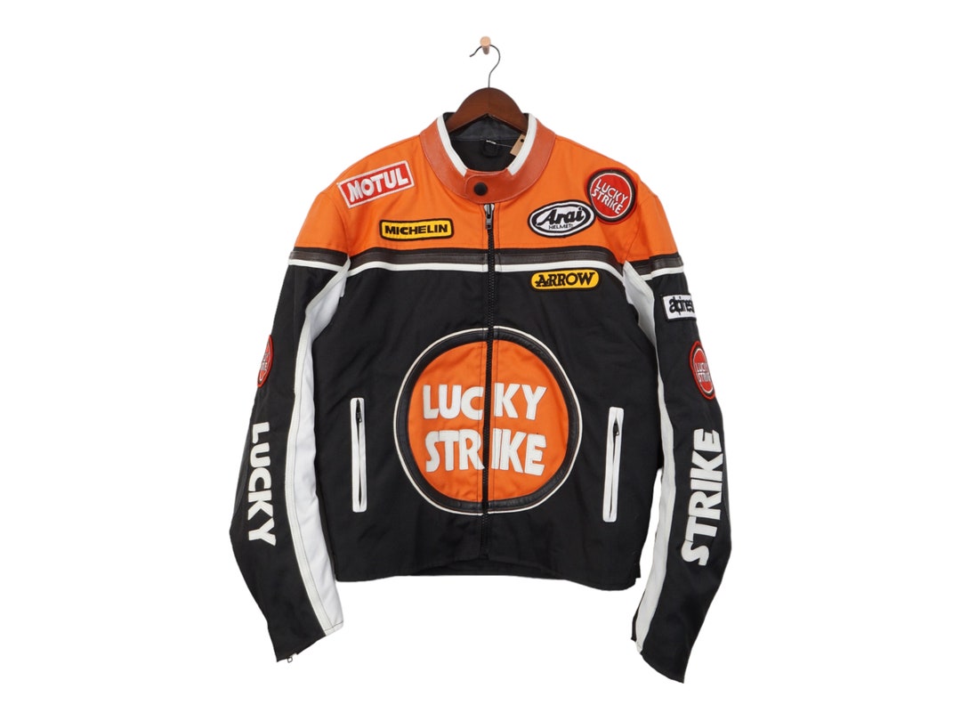 Lucky Strike Leather Jacket 【値下げ交渉 有】 LUCKY STRIKE Motorcycle Riding Motor Bike Moto GP Racing