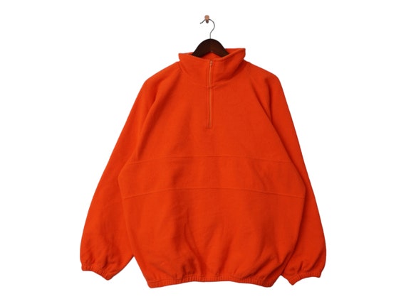 Vintage Neon Orange Fleece Pullover Size L - image 1