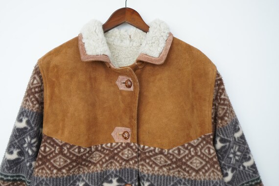 VTG WOOL AZTEC NAVAJO PATTERN BLANKET COAT JACKET BAT WING KIMONO STYLE 16 L