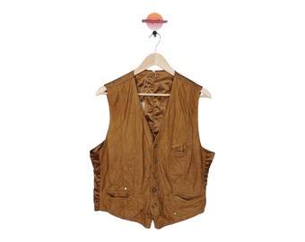 Vintage Camel Leather Vest Size L