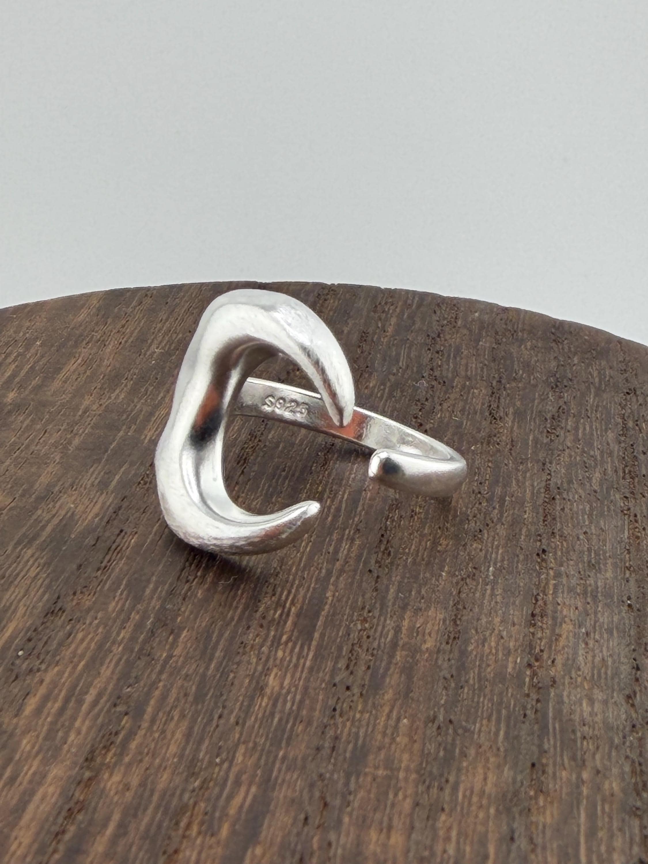 Sterling Silver 925 Adjustable Ring, Vintage Chunky Silver Ring, Organic Wave Statement Ring, image 5