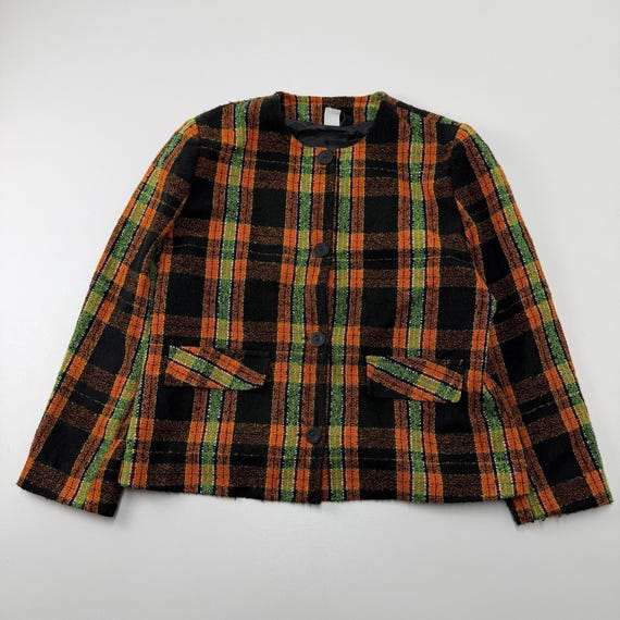 Vintage Top Vintage Blazer Multicolor Retro Tailored Jacket 90s Statement Style Size L