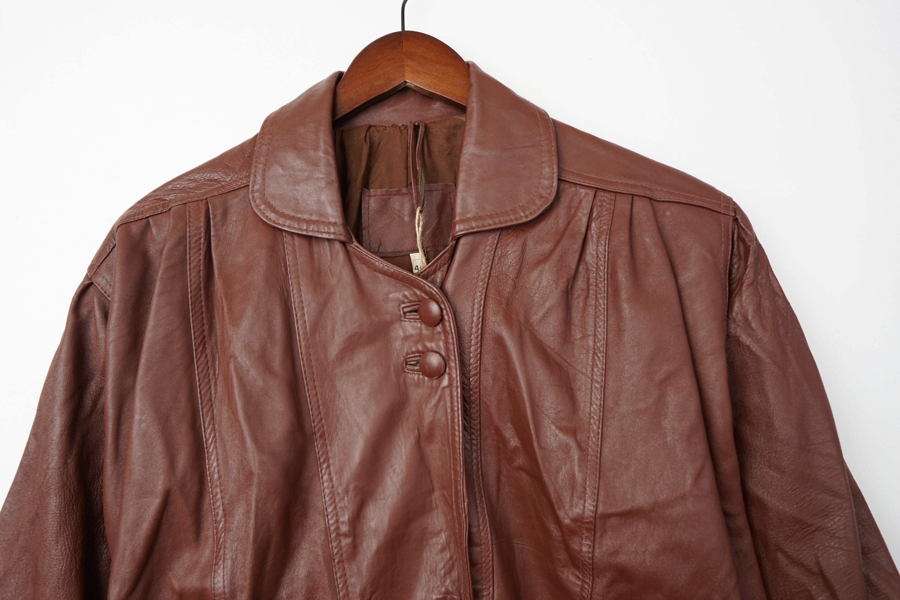 Vintage Leather Jacket Size L - Etsy