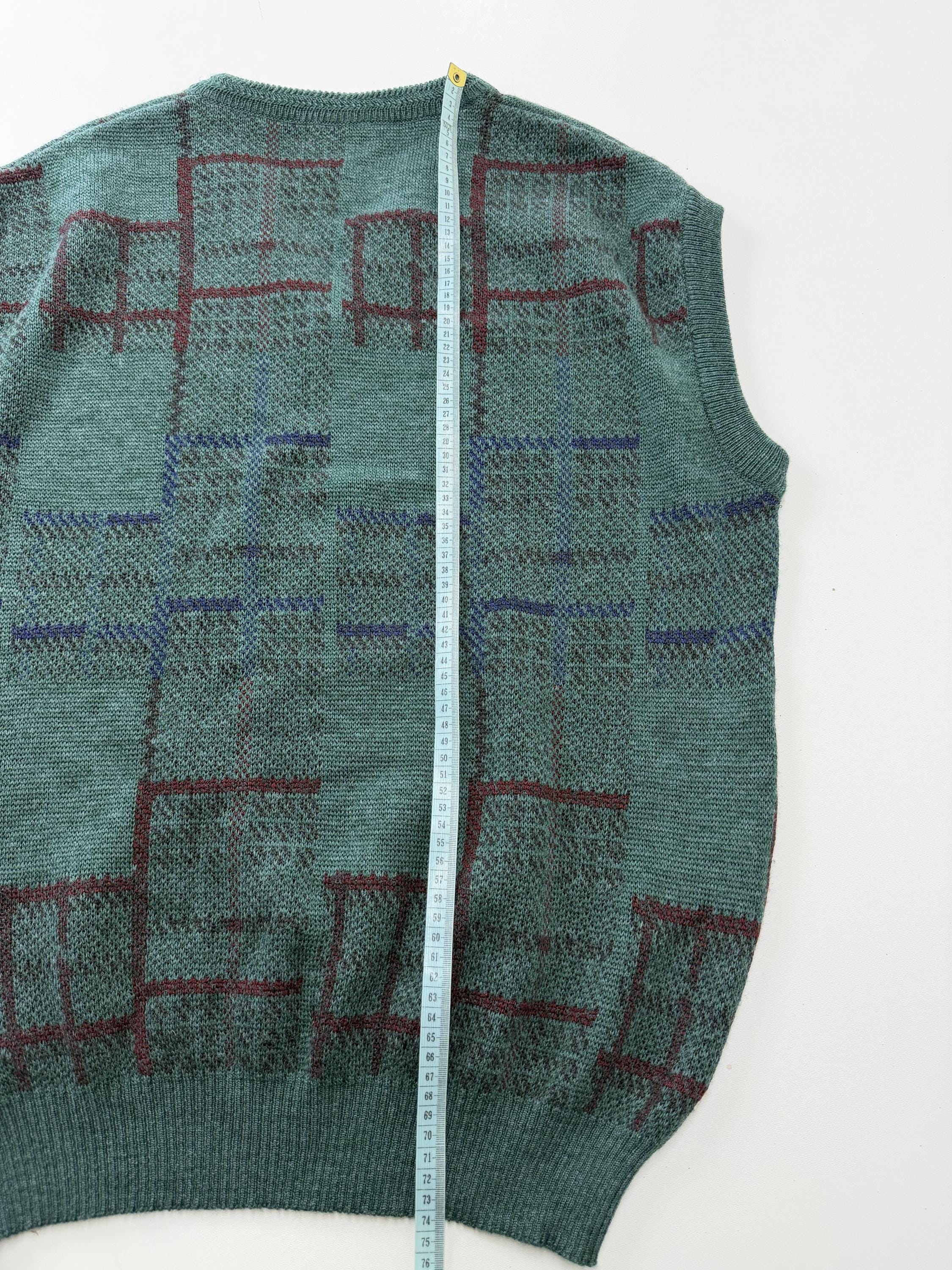 Vintage Knit Vest Grey Sleeveless Sweater Retro 90s Preppy Grandpa Style Pullover Size L image 7