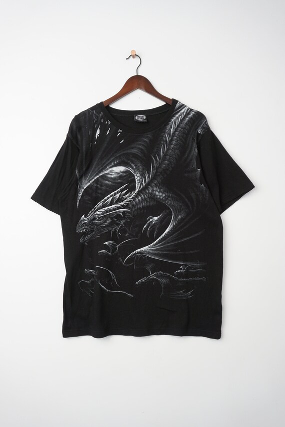 Vintage Grim Dragon Spiral Brand T-Shirt Size XXL… - image 2