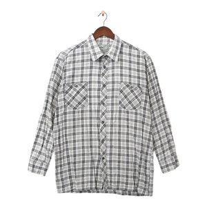Vintage Flanell Check Langarmhemd Größe L