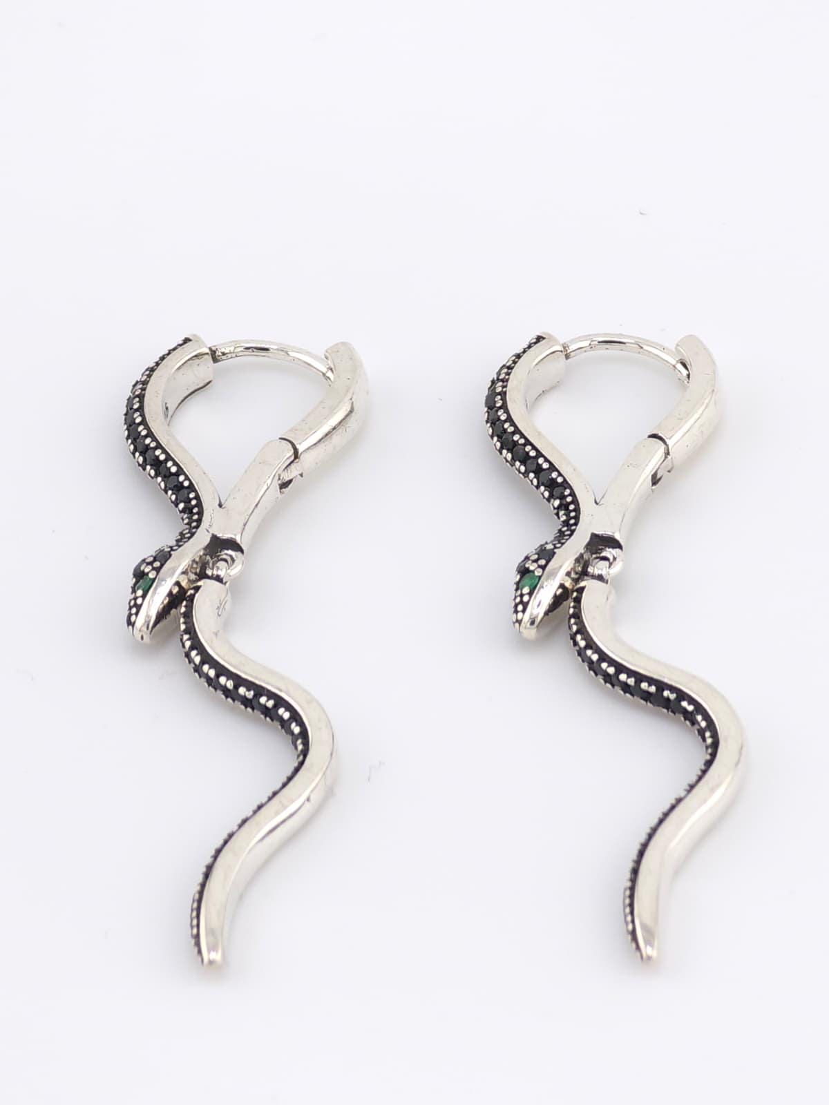 925 Sterling Silver Snake Earrings Vintage Serpent Dangle Earrings Gothic Jewelry Boho Statement image 7