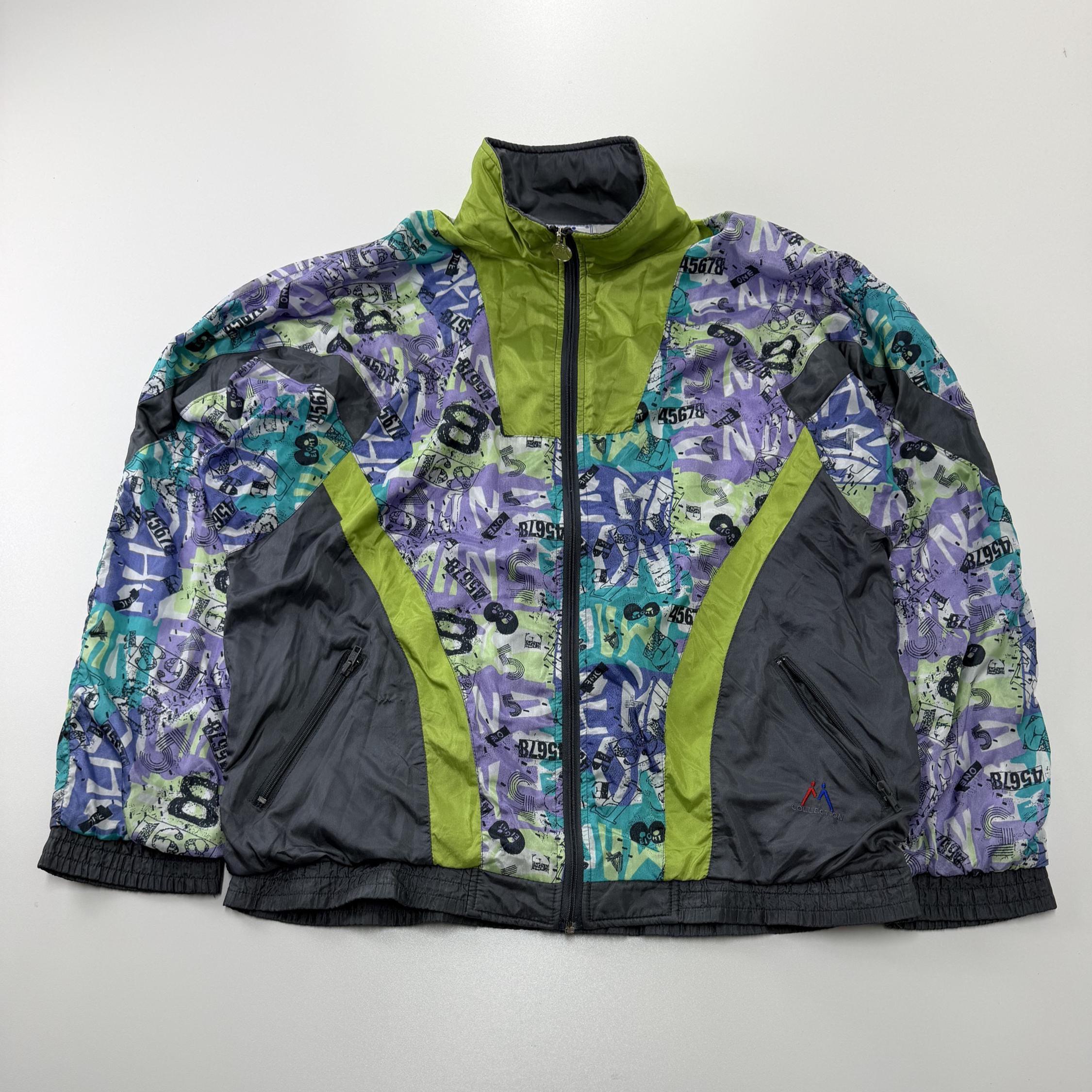 Vintage Shell Sports Jacket Size L, Retro 80s 90s Windbreaker, Vintage Track Jacket, Retro Outdoor