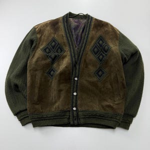 Vintage-Strickcardigan, Größe L, Retro-Stil der 80er/90er Jahre, klassischer Vintage-Cardigan, lässige Unisex-Strickware, Retro-Streetwear