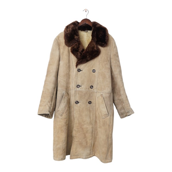 Vintage Real Sheepskin Coat Size M Mens L Woman Very Warm