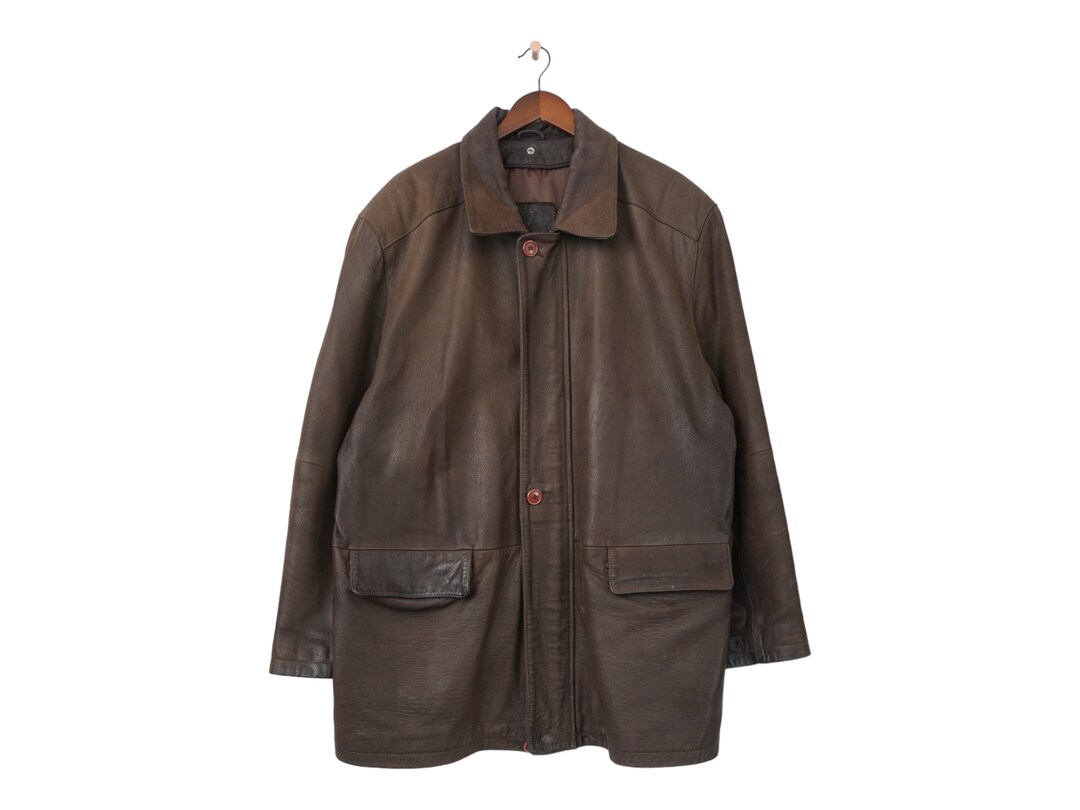 Vintage OCHNIK Heavy Leather Jacket Size XL/XXL - Etsy