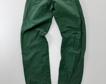 Zeldzame vintage H.I.S. Groene jeans 100% katoen rechte pijpen werkkleding broek bosgroene denim broek 38-31