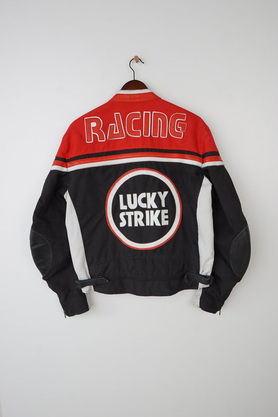 Suzuki Lucky Strike ジャケット 赤黒 Lucky Strike Red & Black Leather Jacket - 3amoto