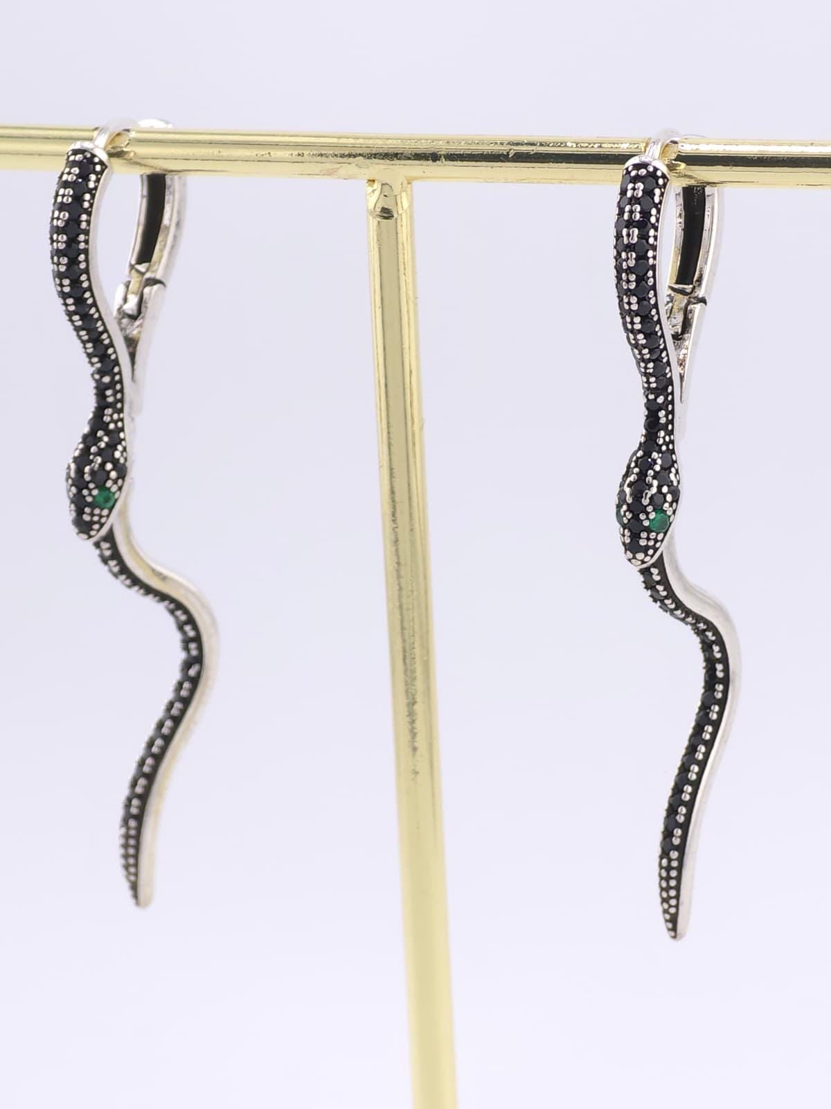 925 Sterling Silver Snake Earrings Vintage Serpent Dangle Earrings Gothic Jewelry Boho Statement image 4