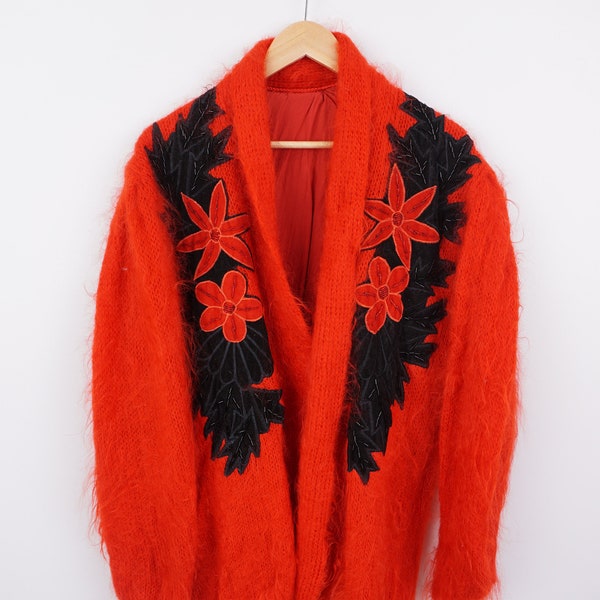 Vintage 90's retro 80's oldschool trui Pulli pullover gebreide trui gebreide jurk gek patroon longsleeve unisex strickpullover Mohair