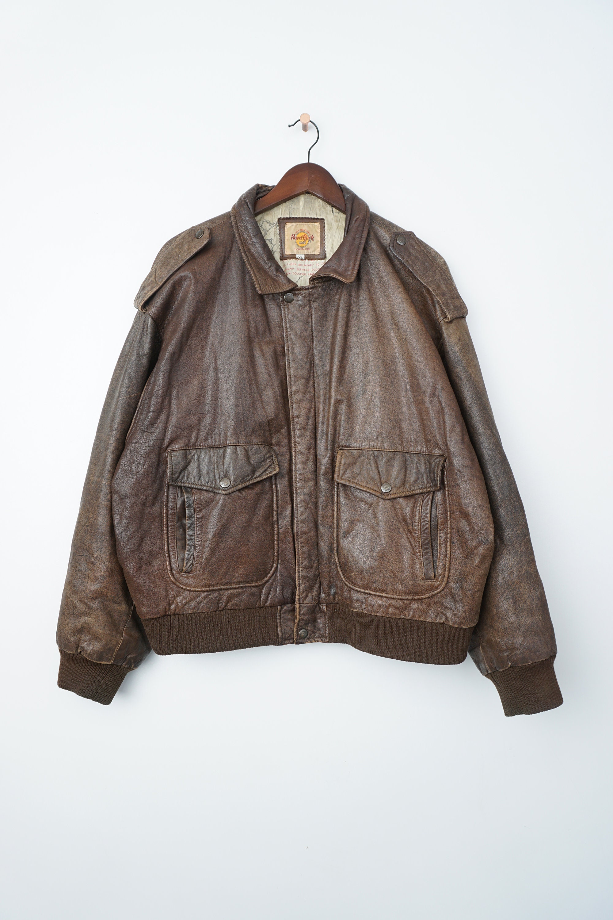Rare Vintage Hard Rock Cafe New York Leather Bomber Jacket Rare Vintage Hard Rock Cafe New York Leather Bomber Jacket