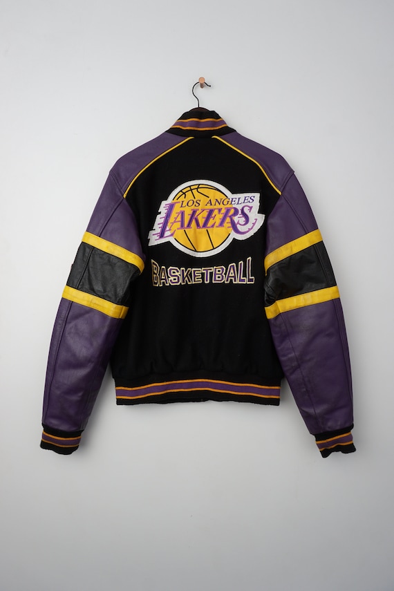 Rare Vintage Los Angeles Lakers Basketball Varsity Leather Bomber Jacket Size L Etsy Ireland