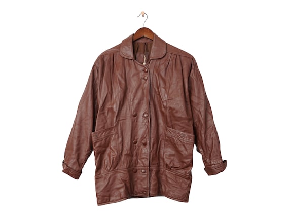 Vintage Leather Jacket Size L - Etsy