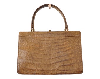Vintage Brown Alligator Print  Women's Handbag
