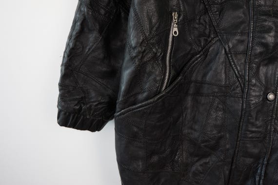 Vintage Patchwork Leather Parka Jacket Size M - image 7
