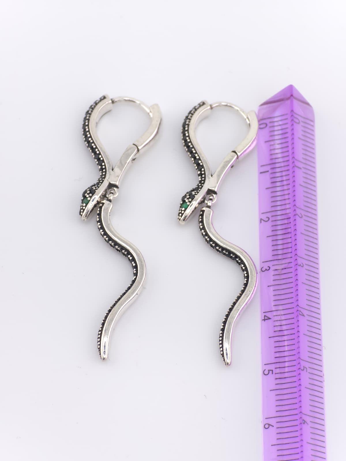 925 Sterling Silver Snake Earrings Vintage Serpent Dangle Earrings Gothic Jewelry Boho Statement image 9