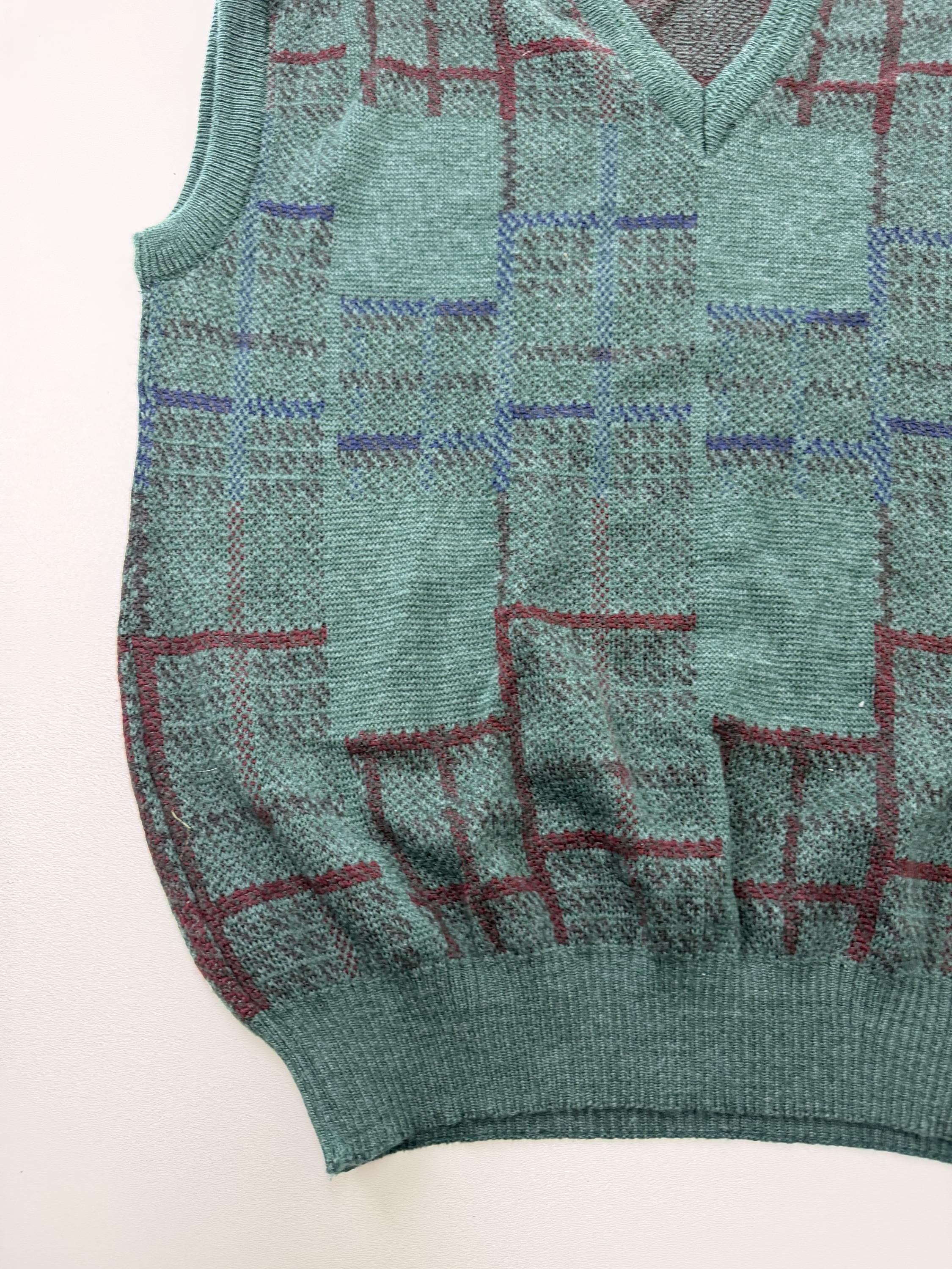 Vintage Knit Vest Grey Sleeveless Sweater Retro 90s Preppy Grandpa Style Pullover Size L image 3