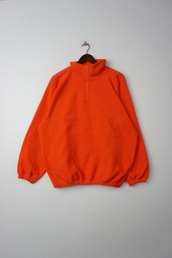 Vintage Neon Orange Fleece Pullover Size L - image 2